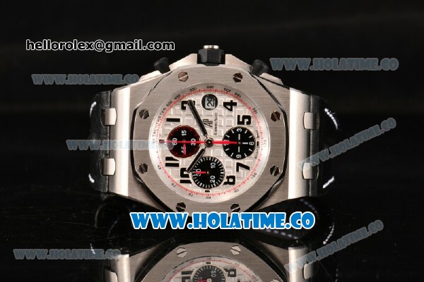 Audemars Piguet Royal Oak Offshore Panda Chrono Swiss Valjoux 7750 Automatic Steel Case with Black Leather Strap White Dial and Black Markers - 1:1 Original (J12) - Click Image to Close